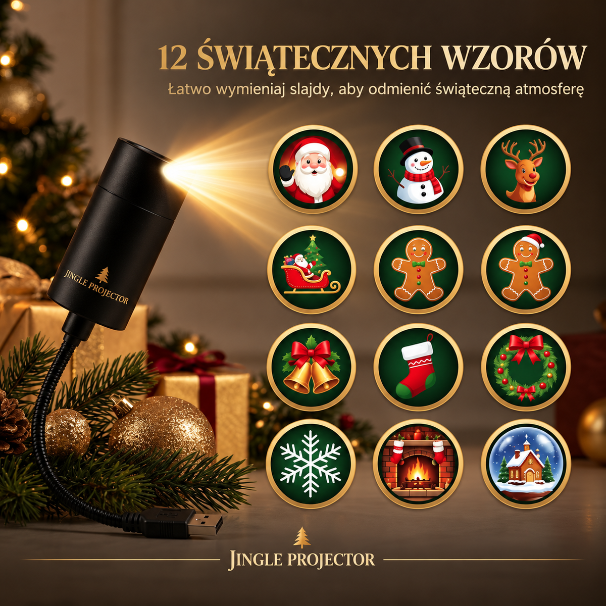 JingleProjector™ – Świąteczny Projektor LED